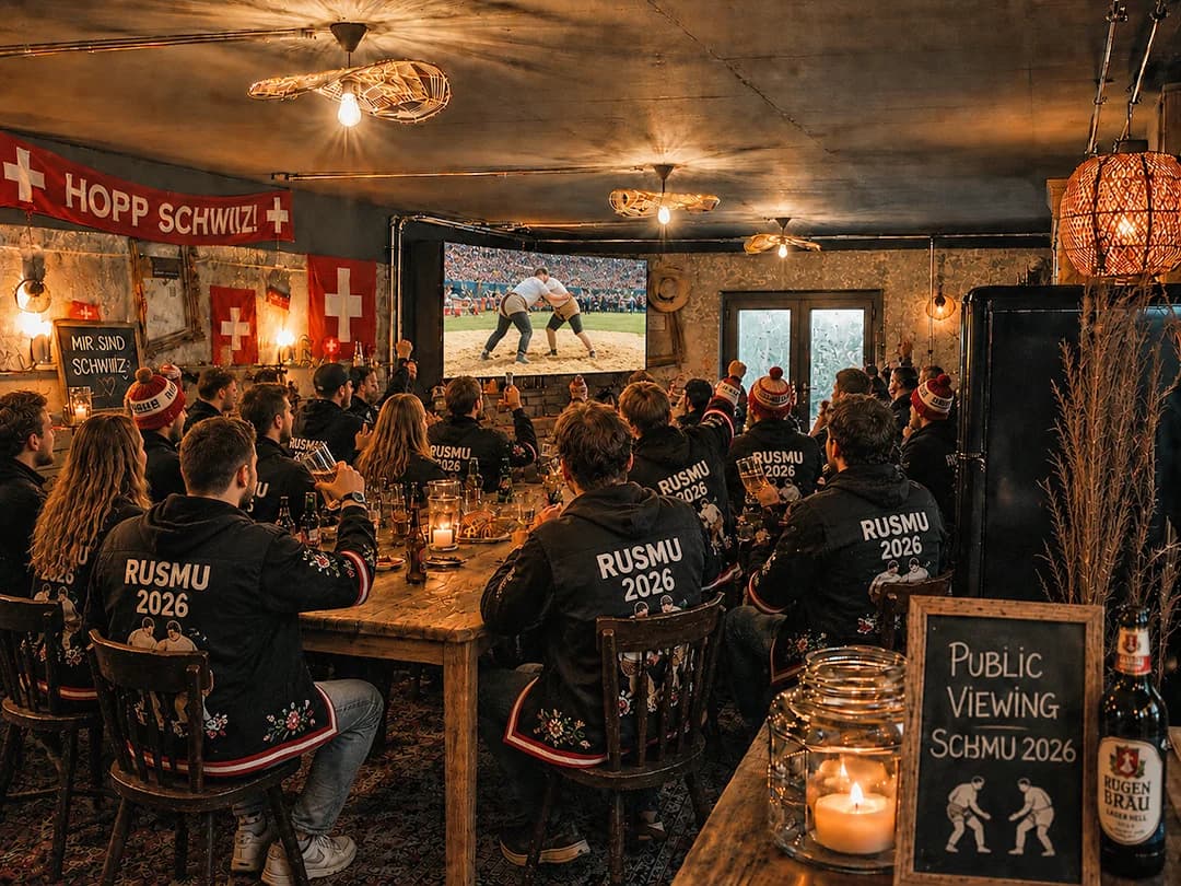 Public Viewing im Schnousi
Wir haben den Raum – du bringst die sportbegeisterten Freunde mit.
Ob Eishockey, Fussball, Schwingen oder andere Sporthighlights: Unser gemütliches Lokal bietet den idealen Rahmen für ein unvergessliches Public-Viewing-Erlebnis. Ein grosser Monitor und eine hochwertige Soundanlage sorgen für beste Stimmung.