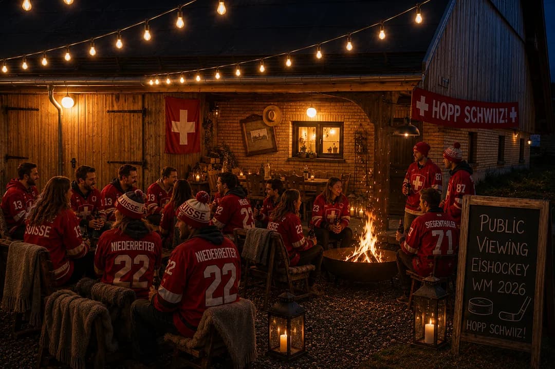 Public Viewing im Schnousi!
Wir haben den Raum – du bringst die sportbegeisterten Freunde mit.
Ob Eishockey, Fussball, Schwingen oder andere Sporthighlights: Unser gemütliches Lokal bietet den idealen Rahmen für ein unvergessliches Public-Viewing-Erlebnis. Ein grosser Monitor und eine hochwertige Soundanlage sorgen für beste Stimmung.